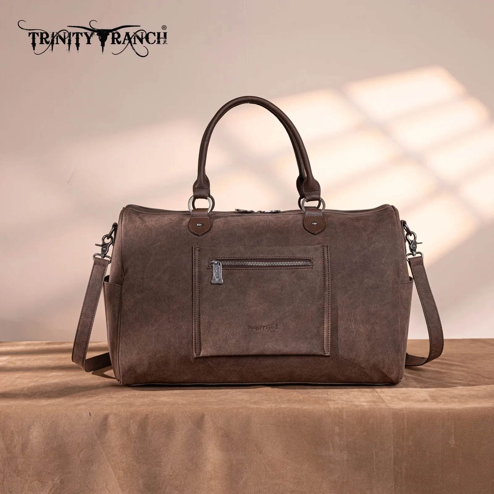 Trinity Ranch Floral Aztec Tooled Collection Weekender Bag Coffee