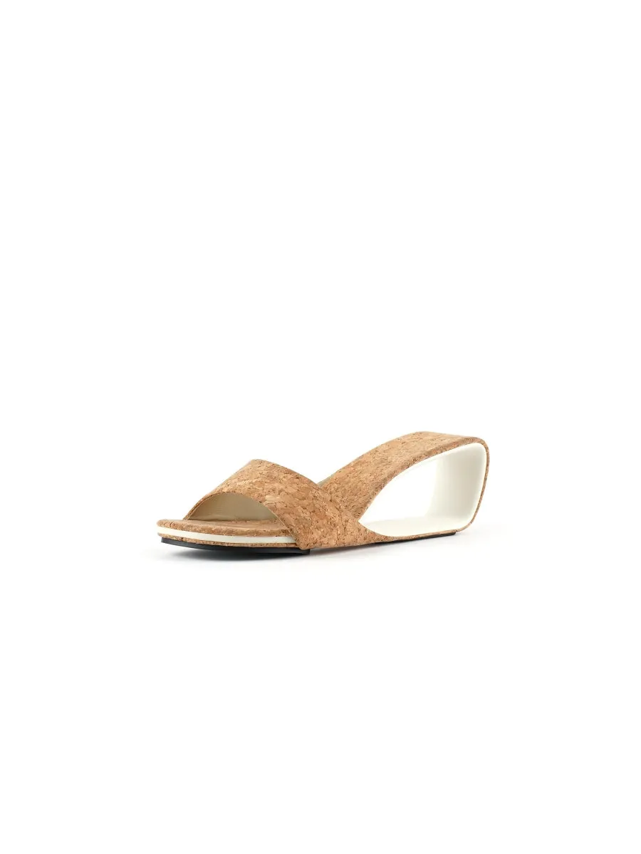 Twisted Upper Heel Genuine Leather Sawdust Slide