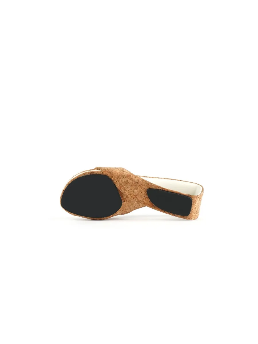 Twisted Upper Heel Genuine Leather Sawdust Slide