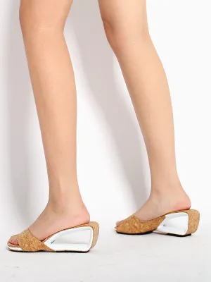 Twisted Upper Heel Genuine Leather Sawdust Slide
