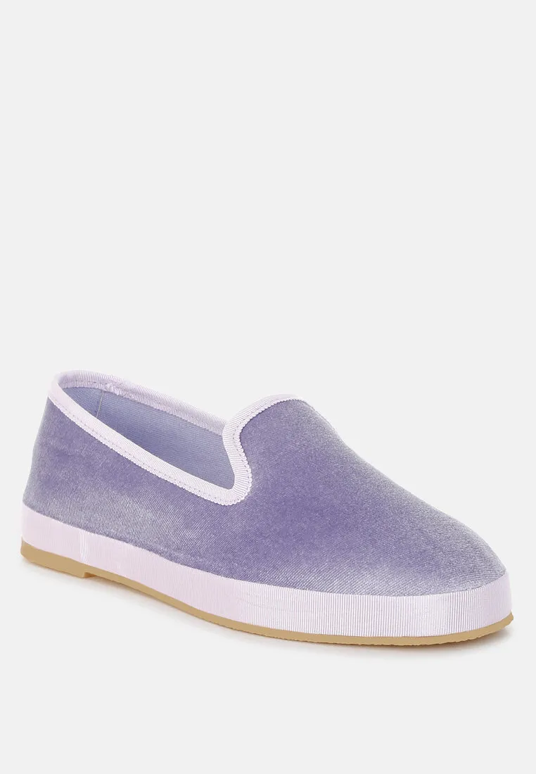Velvet Round Toe Slip-On Sneakers By RUW