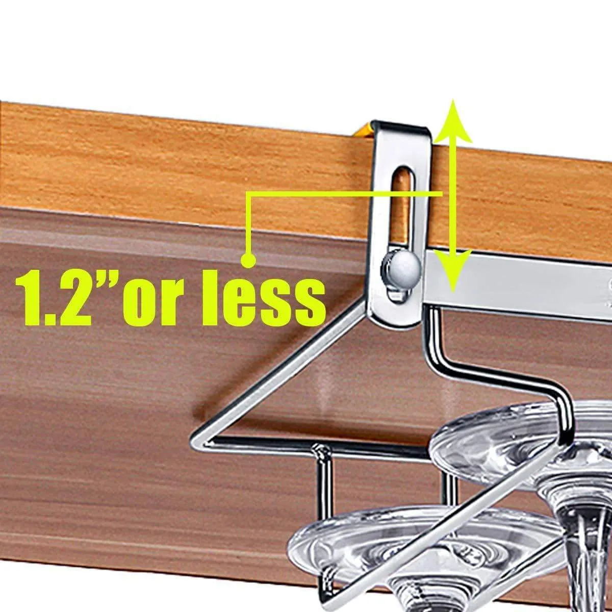 VOBAGA Stemware Racks 3 Rows Adjustable Stainless Steel Wine Glass Rack Stemware Hanger Bar Home Cup Glass Holder Dinnerware Kitchen Dining,Hold 9 Glasses