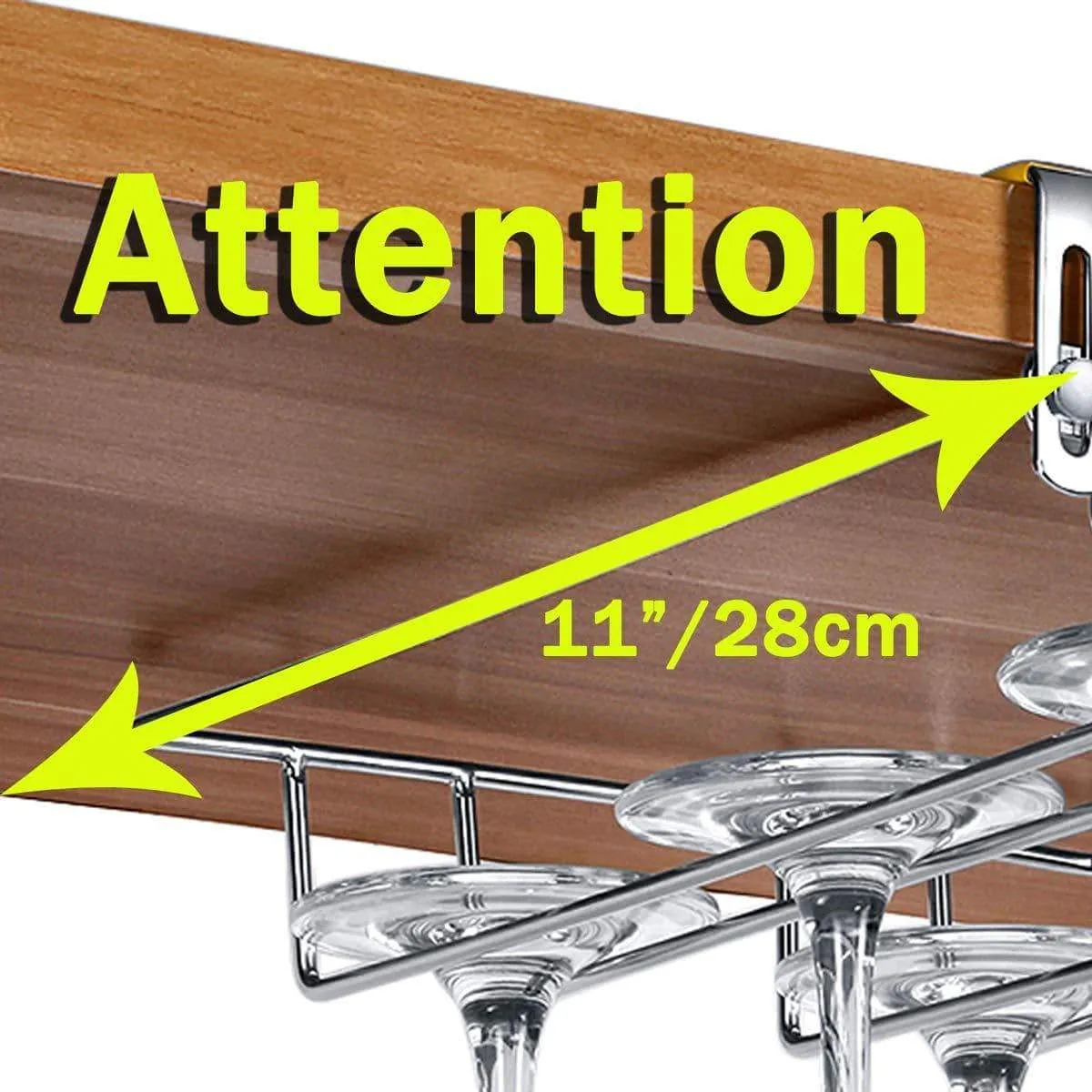 VOBAGA Stemware Racks 3 Rows Adjustable Stainless Steel Wine Glass Rack Stemware Hanger Bar Home Cup Glass Holder Dinnerware Kitchen Dining,Hold 9 Glasses