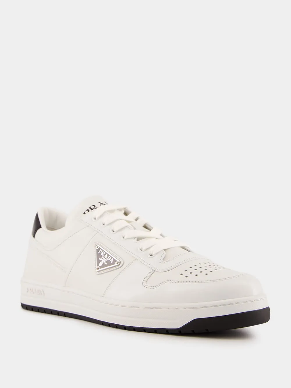 White and Black Downtown Leather Sneakers