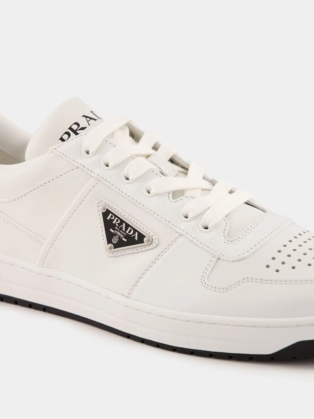 White and Black Downtown Leather Sneakers