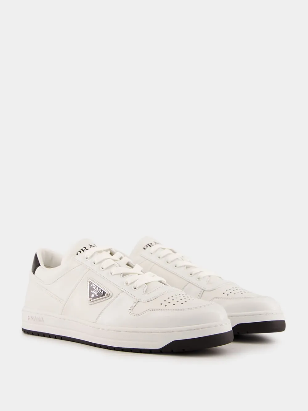 White and Black Downtown Leather Sneakers
