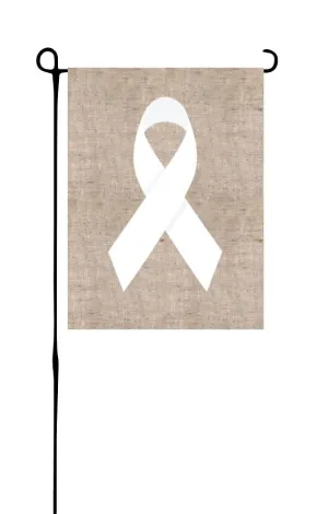 White Ribbon on Burlap Garden Flag