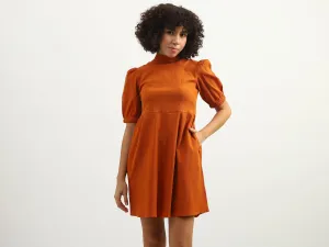 Women Solid High Neck Dress