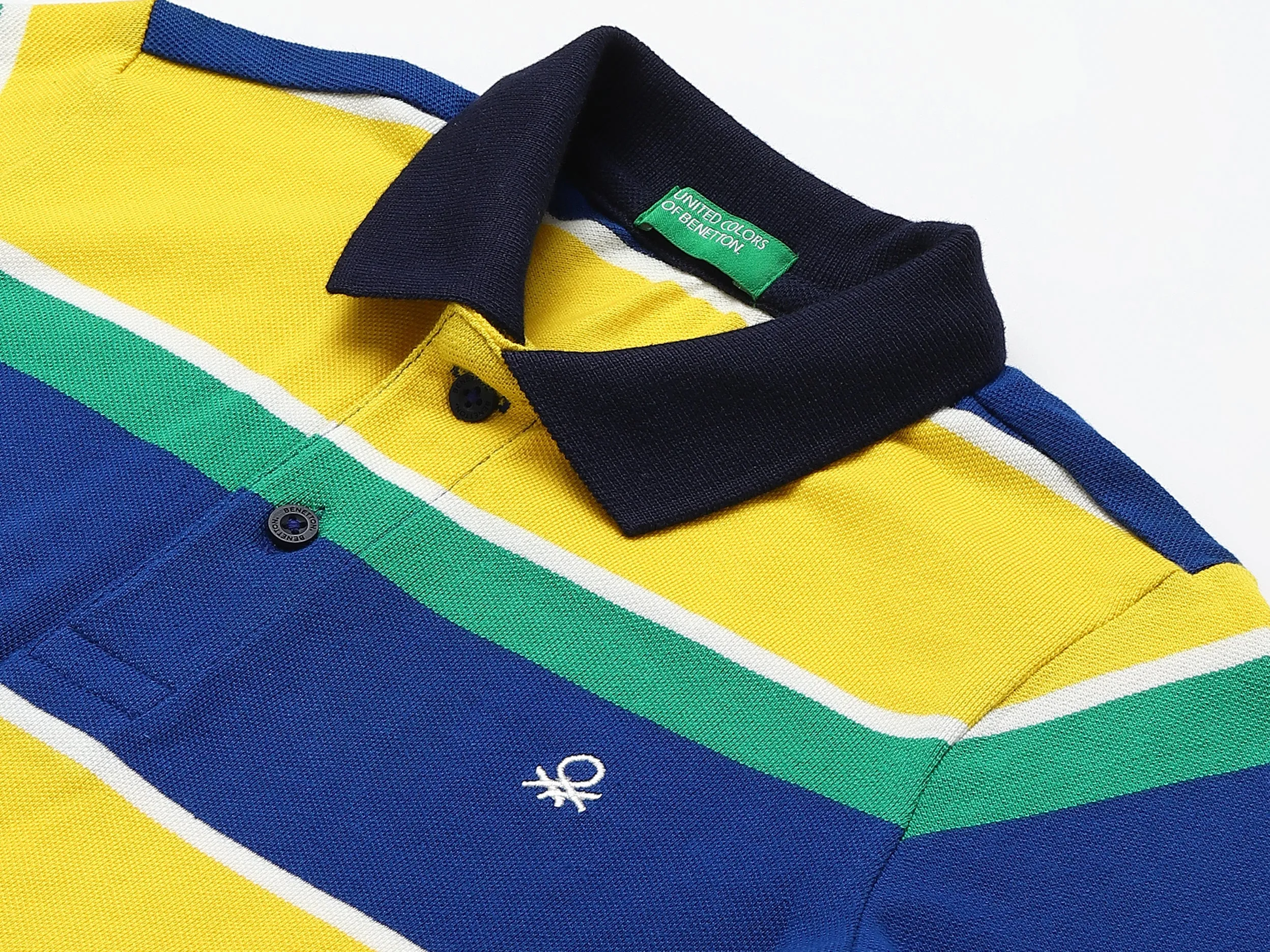 Yellow And Green Striped Polo T-Shirt