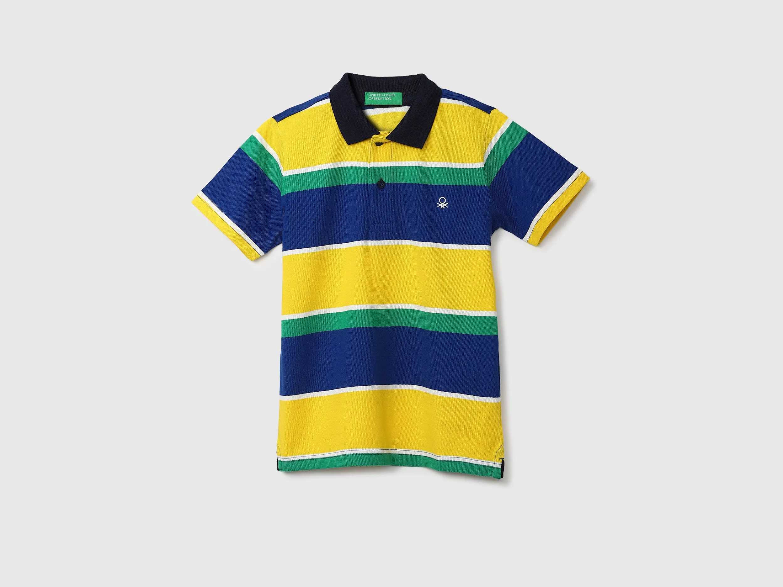 Yellow And Green Striped Polo T-Shirt